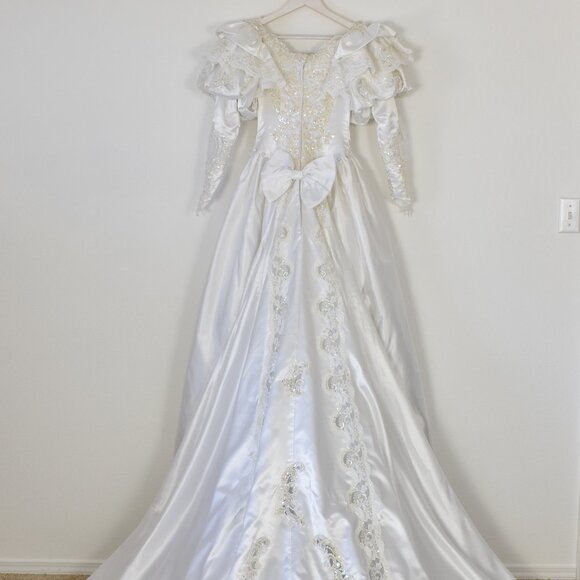Vintage 80s 90s Wedding Gown Dress Royal Train - 0/2 - Picture 11 of 17